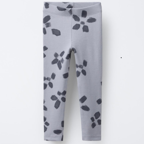 FLORAL PRINT RIB LEGGINGS - Gray / Blue | ZARA United States