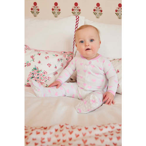 LAKE | Baby | Pima Cotton Pajamas | Darling Pink Heart Baby Sleeper