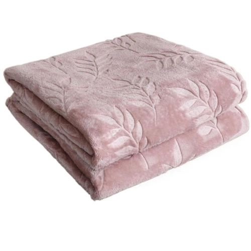 Kate Aurora Ultra Soft & Plush Hypoallergenic Pascal Leaf Accent Fleece Throw Blanket - 50" x 60" - Pink
