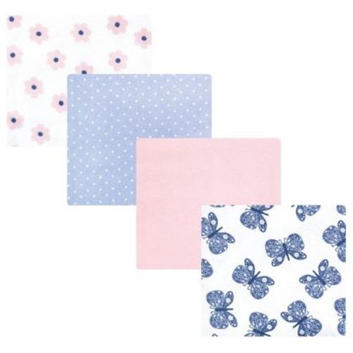 Hudson Baby Baby Girls Cotton Flannel Receiving Blankets 4pk, Beautiful Butterfly, One Size