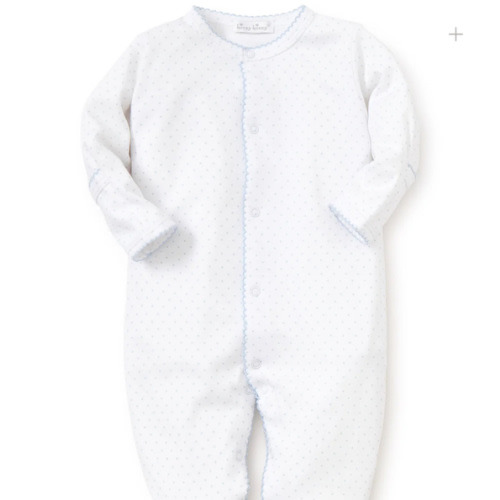 Newborn White/Blue Dots Print Footie