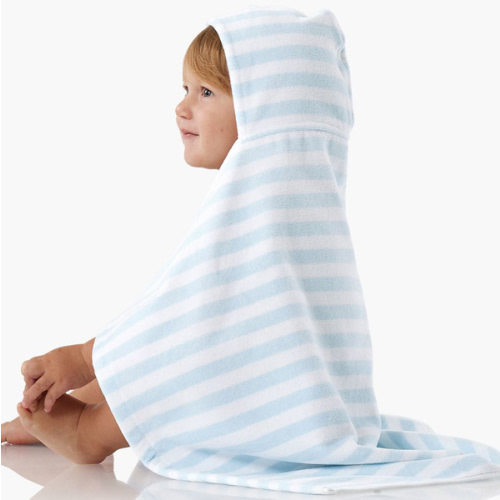 Mini Stripe Baby Beach Hooded Towel , Light Blue