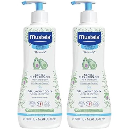 Mustela Baby Gentle Cleansing Gel - Baby Hair & Body Wash - with Natural Avocado fortified with Vitamin B5 - Biodegradable Formula & Tear-Free - 1 or 2-Pack - Various Sizes