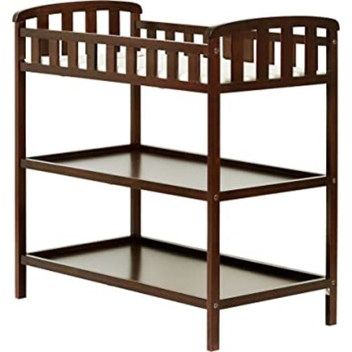 Emily Changing Table In Espresso, Comes With 1" Changing Pad, Features Two Shelves, Portable Changing Station, Made Of Sustainable New Zealand Pinewood
