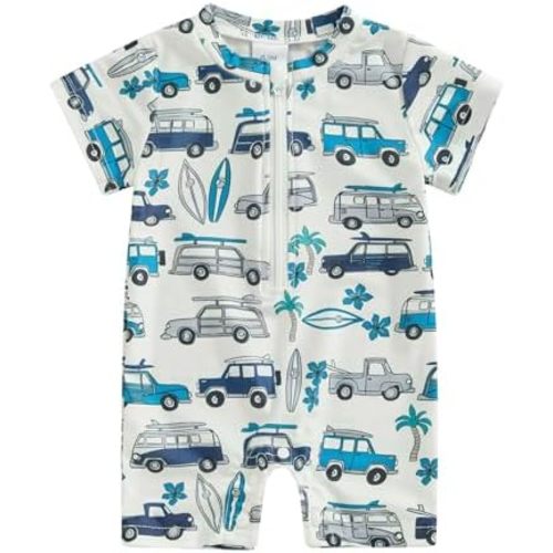 Hnyenmcko Infant Baby Boy Girls Rash Guard Swimsuit Short Sleeve Zipper Bathing Suit Toddler One Piece Swimwear Sunsuit