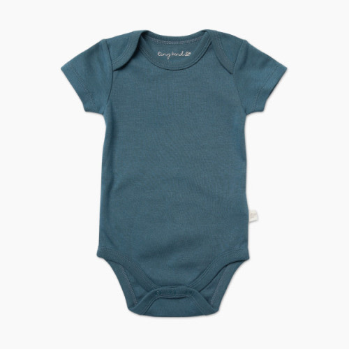 Tiny Kind Solid Short Sleeve Organic Cotton Bodysuit - Tapestry Blue, Newborn