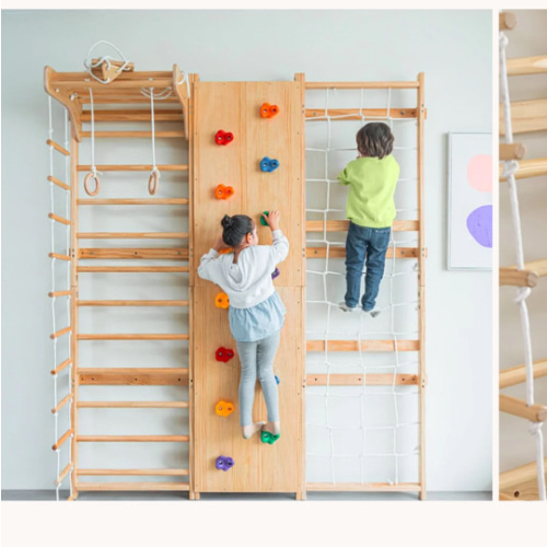 Swedish Ladder Wall Gym & Climber | 9-in-1 | Walnut | Avenlur – Avenlur.com
