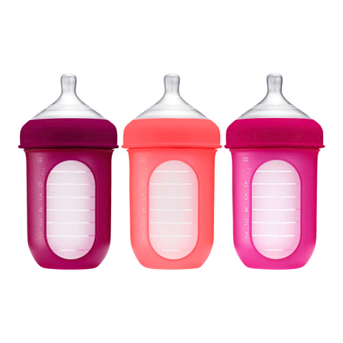Boon® NURSH™ Reusable Silicone Pouch Bottles, Pink, 3 Pack, 8 oz