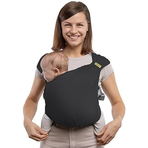 Boba Bliss Hybrid Baby Carrier Newborn to Toddler - 2-in-1 Baby Wrap & Baby Carrier - Pre-Wrapped Baby Sling Wrap Newborn - Certified Hip-Healthy - Soft & Stretchy Baby Sling- 7-35 lbs (Charcoal)