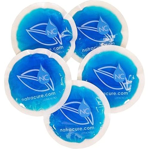 NatraCure 4" Circle Gel Ice Packs - 5 Pack Blue - Small Reusable Round Gel Cold Packs for Injuries, Breastfeeding, Wisdom Teeth, First aid, Headaches, Sinus Pain Relief, Kids ice Packs for Boo boos