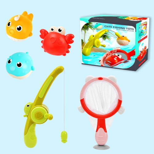 FVLOENG Magnetic Toy with Fishing Rod, Baby Bath Toy Game Set, Water Table Toys & Pole Rod Net, Light Up Floating Fish Toddler Color Ocean Sea-Sensory Development for Infants for Kids Toddlers