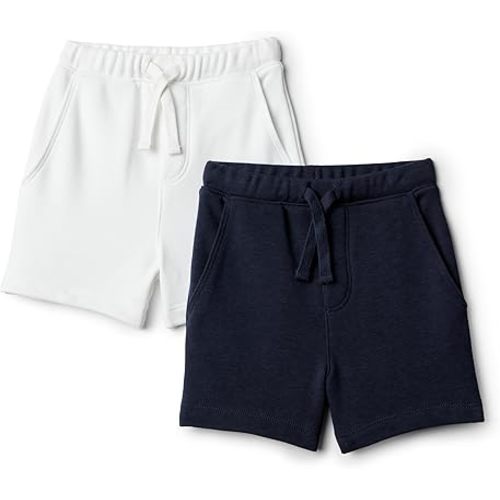 Amazon Essentials x Sofia Grainge Toddlers and Baby Boys' Pull On Knit Shorts, Pack of 2