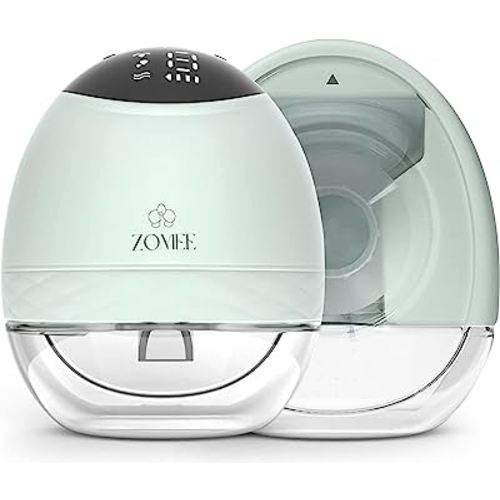 Zomee Fit Wearable Breast Pump, Hands Free, Portable,Discrete Electric Double Breast Pump - Holds up to 5 oz - Wireless 2+ Hours of Battery Life - Mimics Baby Feeds, Leak Proof Anti Backflow System