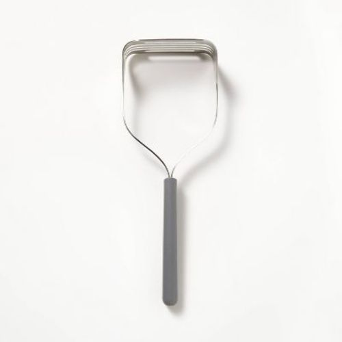 Soft Grip Masher Dark Gray - Figmint™: Stainless Steel & Silicone, Hand Wash, Dishwasher-Safe, Potato & Bean Masher