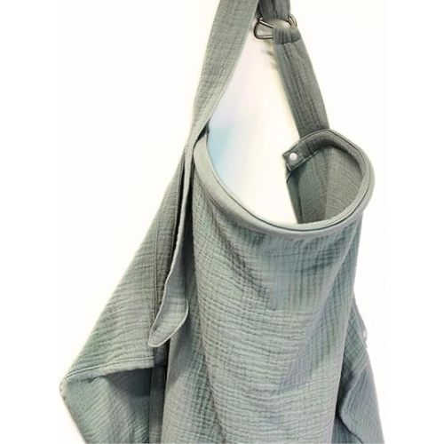 Muslin Cotton Nursing Cover – Breathable & Soft with Removable Hoop, Arch Neckline for Easy Breastfeeding, Versatile Cover for Nursing, Stroller & Car Seat (Lagoon)