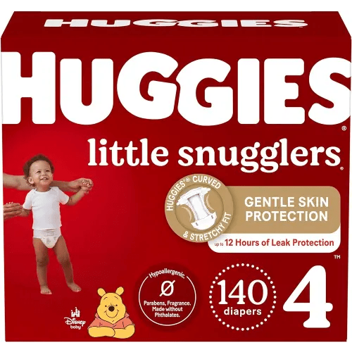 Huggies Size 4 Diapers, Little Snugglers Baby Diapers, Size 4 (22-37 lbs), 70 Count (Pack of 2)