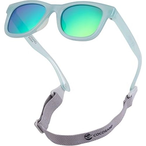 COCOSAND Flexible Baby Sunglasses with Strap Polarized UV Protection for Toddler Infant Newborn Boy Girl Age 0-24 Months
