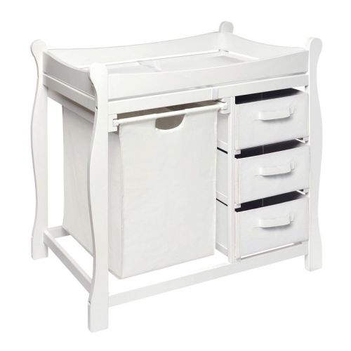 Badger Basket Changing Table With Hamper And Baskets - White