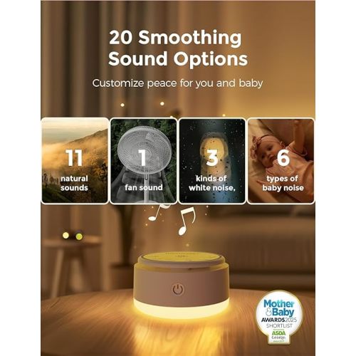 Momcozy Sound Machine for Baby-20 Soothing Sounds & Touch Warm Light Portable White Noise for Kids & Adults for Sleeping Timer and Memory | Ideal Travel Companion & Nursery Must-Have