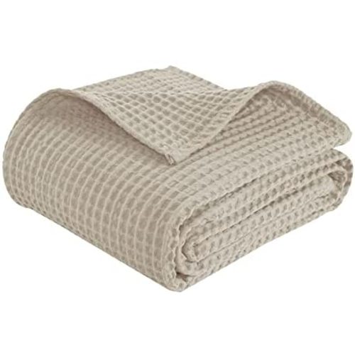 PHF 100% Cotton Baby Waffle Blankets - Summer Swaddling Receiving Sleep Blankets Soft Breathable Comfortable - 30 x 40 inches Baby Toddler Blanket for Boys and Girls, Khaki
