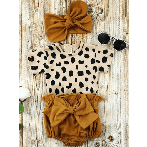 Baby An Eye For Fashion Onesie with Bloomer shorts and Matching Headbands