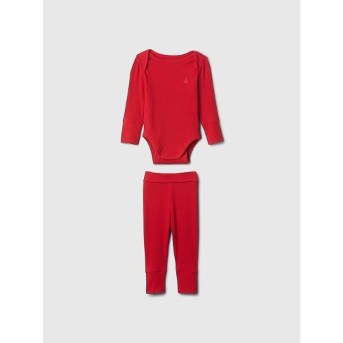 Baby Grow-With-Me Rib Outfit Set in modern red