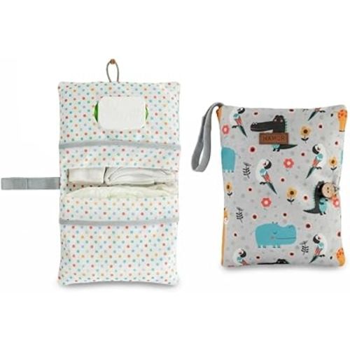 HAMUR Baby Diaper Bag Organizer – Compact & Foldable Stroller Pouch for Newborn Essentials | Travel-Friendly | Fits Boys & Girls (Animal)