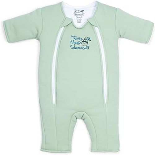 Magic Sleepsuit Baby Merlin's 100% Cotton Baby Transition Swaddle - Baby Sleep Suit - Sage Green - 3-6 Months