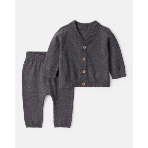 Baby Boy 2-Piece Cotton Long-Sleeve Cardigan & Pant Set - Grey - Carter's | Carter's