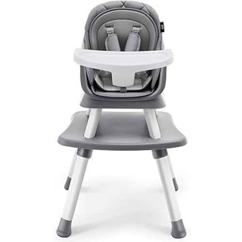 HARPPA 6 in 1 Baby High Chair, Convertible Infant Feeding Chair for Babies & Toddlers Table, Dining Booster Seat with Removable Tray, Grey