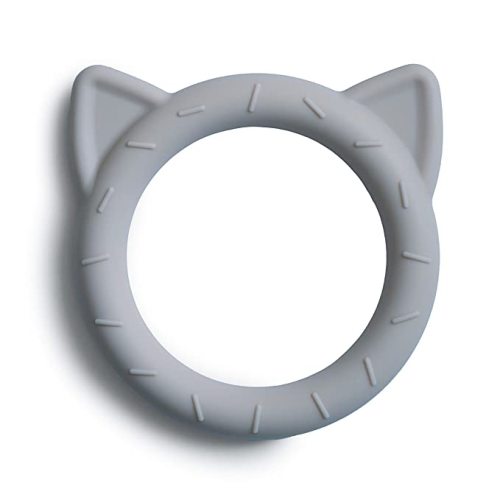 mushie Silicone Baby Teether Toy | Cat (Stone) : Baby