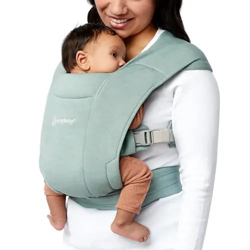 Ergobaby Embrace Baby Carrier Newborn to Toddler - Breathable Baby Carriers for Summer - Cozy Essentials (7-25 Pounds), Ponte Knit, Jade Green