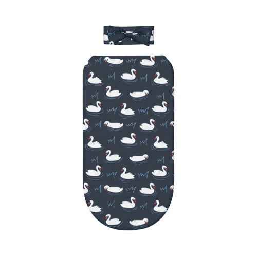 Zufioo Cartoon Swan Print Newborn Swaddle Bag Headband Set, Suitable for 0-6 Months Baby Girl Clothing Care Products