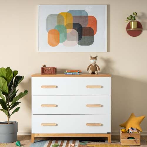 LaLa Little 3-Drawer Dresser (White + Red Oak)