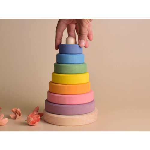 Pastel Wooden Stacking Rings Stacker Toy Montessori Materials Educational Learning 1st Birthday Gifts for Kids Girls and Boys Room Decor