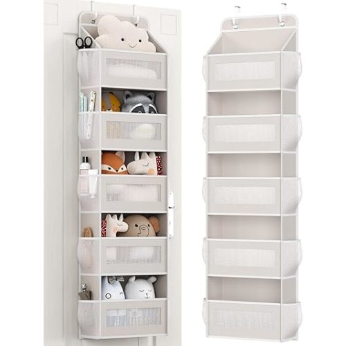 Over The Door Organizer with 15 Pockets, Door Hanger Organizer for Bathroom Storage, Back of Door Shoe Organizer, Kids Organization and Storage, Bath Toy Storage, Hanging Closet Organizer