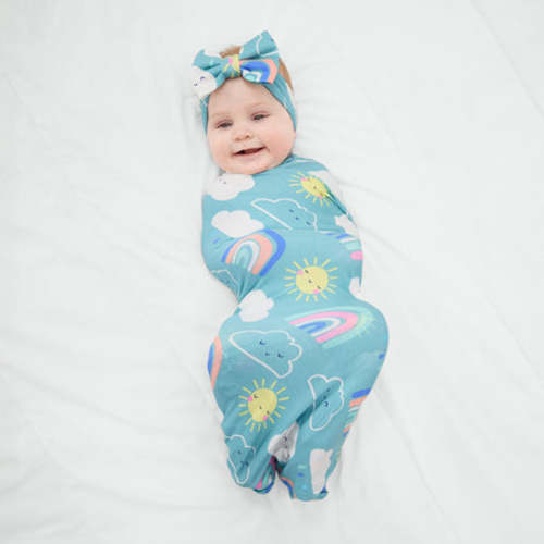 Sunny Skies Swaddle & Luxe Bow Headband Set