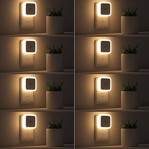 Sujeet 8-Pack Dusk to Dawn Nightlights - Warm White Plug-in Night Lights for Bedroom, Bathroom, Hallway