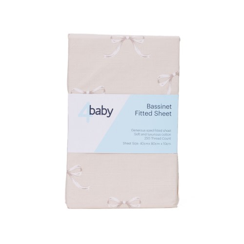 4baby Percale Bassinet Fitted Sheet Bows