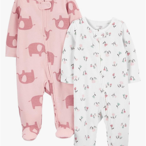 Simple Joys by Carter's baby-girls 2-way Zip Thermal Footed Sleep and Play, Pack of 2