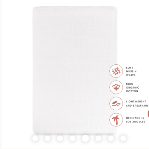 Babyletto All-Stages Bassinet Sheet in GOTS Certified Organic Muslin Cotton