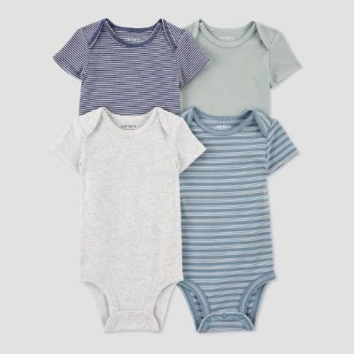 Carter's Just One You® Baby 4pk Basic Bodysuit - Gray/Green/Blue, Size: Newborn
