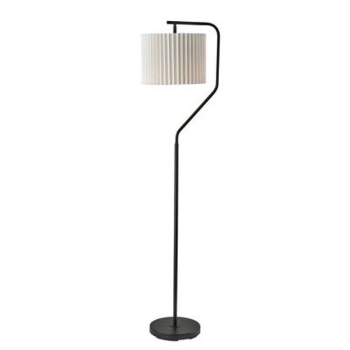 Adesso Evan Floor Lamp Black: Modern Metal Design, Linen Shade, 3-Way Switch, UL Listed, 60" Height