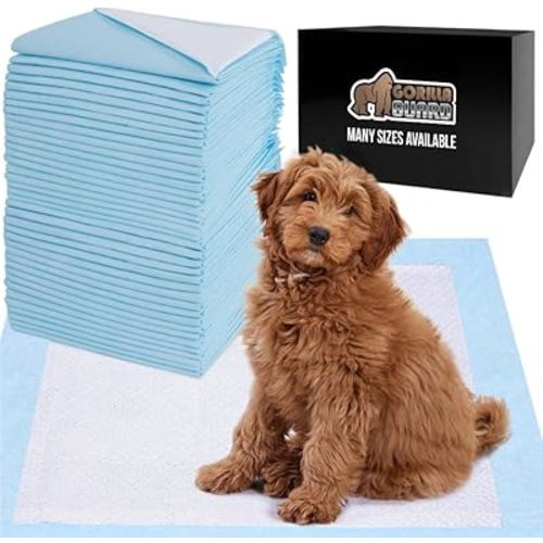 Gorilla Guard Disposable Puppy Pads, 150 Count 28x34 in, 5 Layer Pee Pads for Dogs, Absorbent Diaper Changing Pad, Dog Potty Training Supplies, Quick Dry Pet Housebreaking Essentials for Puppies