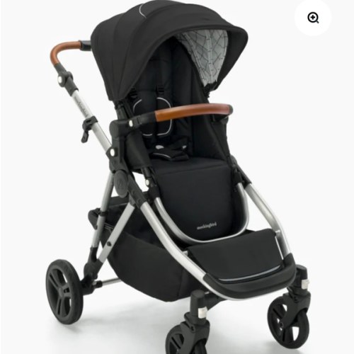 Mockingbird Single-to-Double Stroller 2.0 | Black, Windowpane, Silver with Penny Leather