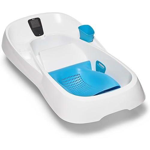 4moms Cleanwater Tub, 3-in-1 Grow-with-Me Baby Bathtub with Digital Thermometer for Newborns to Toddler
