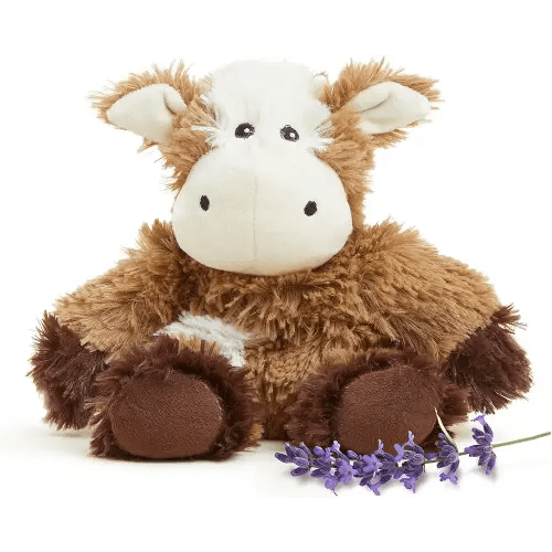 warmies Junior Microwavable & Weighted Stuffed Animals, Cow - Heated Stuffed Animal Plushie for Warmth & Comfort - Cute Soft Plush Toys for Adults & Children (Boys, Girls, Babies & Toddlers)