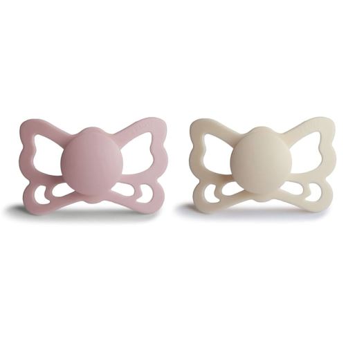 FRIGG Butterfly Anatomical SilkySoft Silicone Baby Pacifier | Made in Denmark | BPA-Free (Cream/Blush, 6-18 Months)