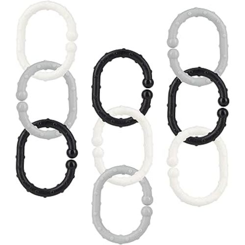 Nuby Linkables, Black, Grey, and White Attachable Links for Strollers, Car Seats, and Travel