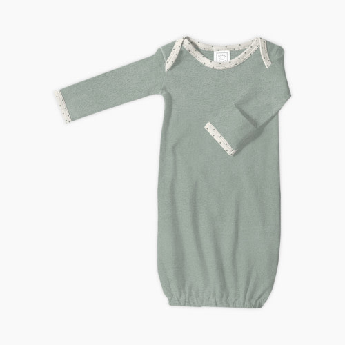 SwaddleDesigns Cotton Knit Long-sleeve Pajama Gown with Mitten Cuffs - Heathered Jadeite, 0-3 M